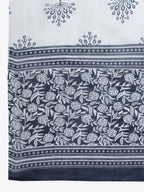 Yufta Women Blue & White Printed Pure Cotton Kurta with Trouser & Dupatta | Grocsy
