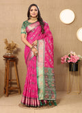 Lorenvalley Fashion Magenta Patola Silk Woven Design with Zari Meenakari Weaving motifs Pallu Saree | Grocsy