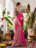 Anaita Magenta Silk Woven Saree With Blouse | Grocsy