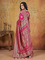 Anaita Magenta Silk Blend Woven Saree With Blouse | Grocsy