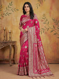 Anaita Magenta Silk Blend Woven Saree With Blouse | Grocsy