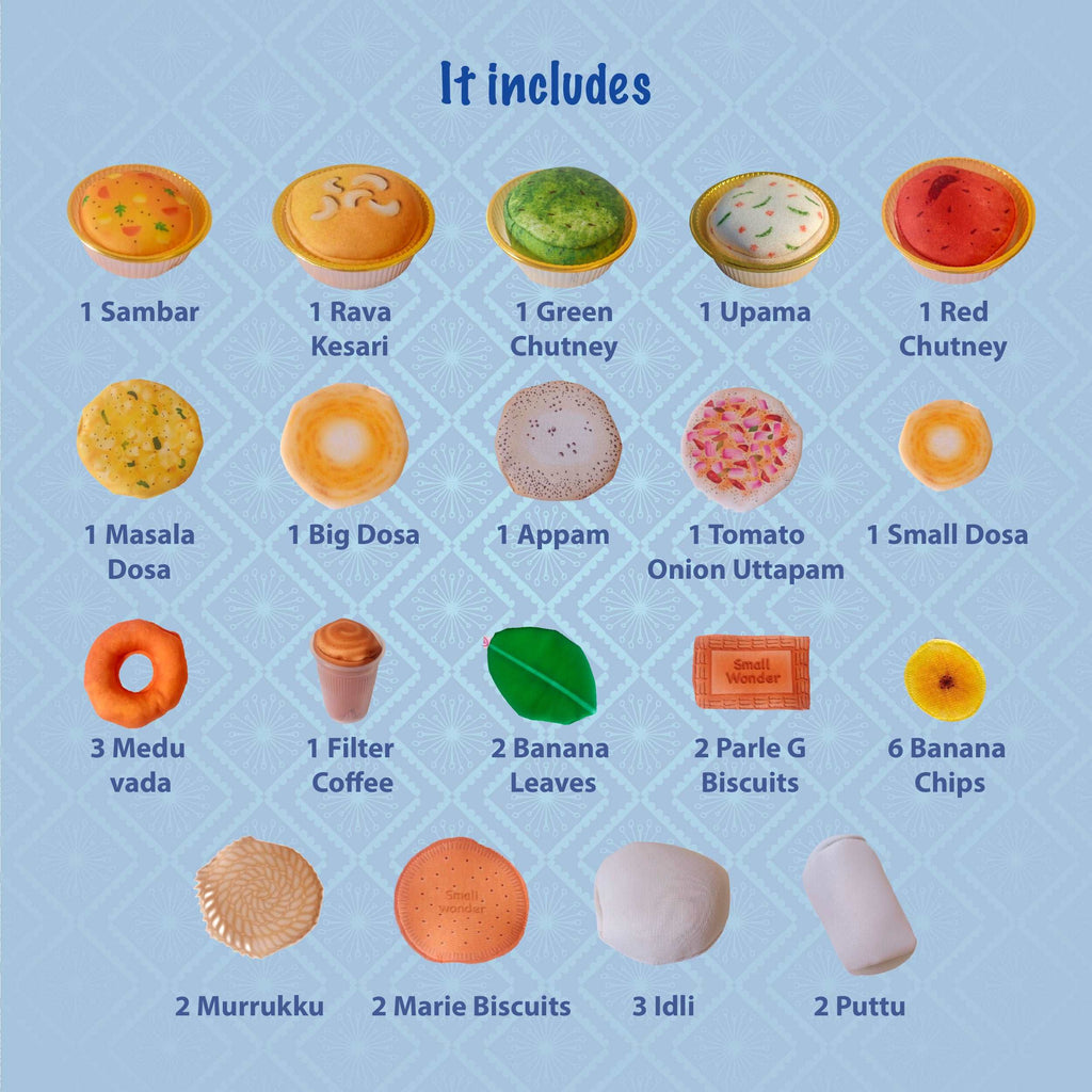 The Small Wonderland Mahabali set-33 Piece Set south Indian food inspired pretend play food set | Grocsy