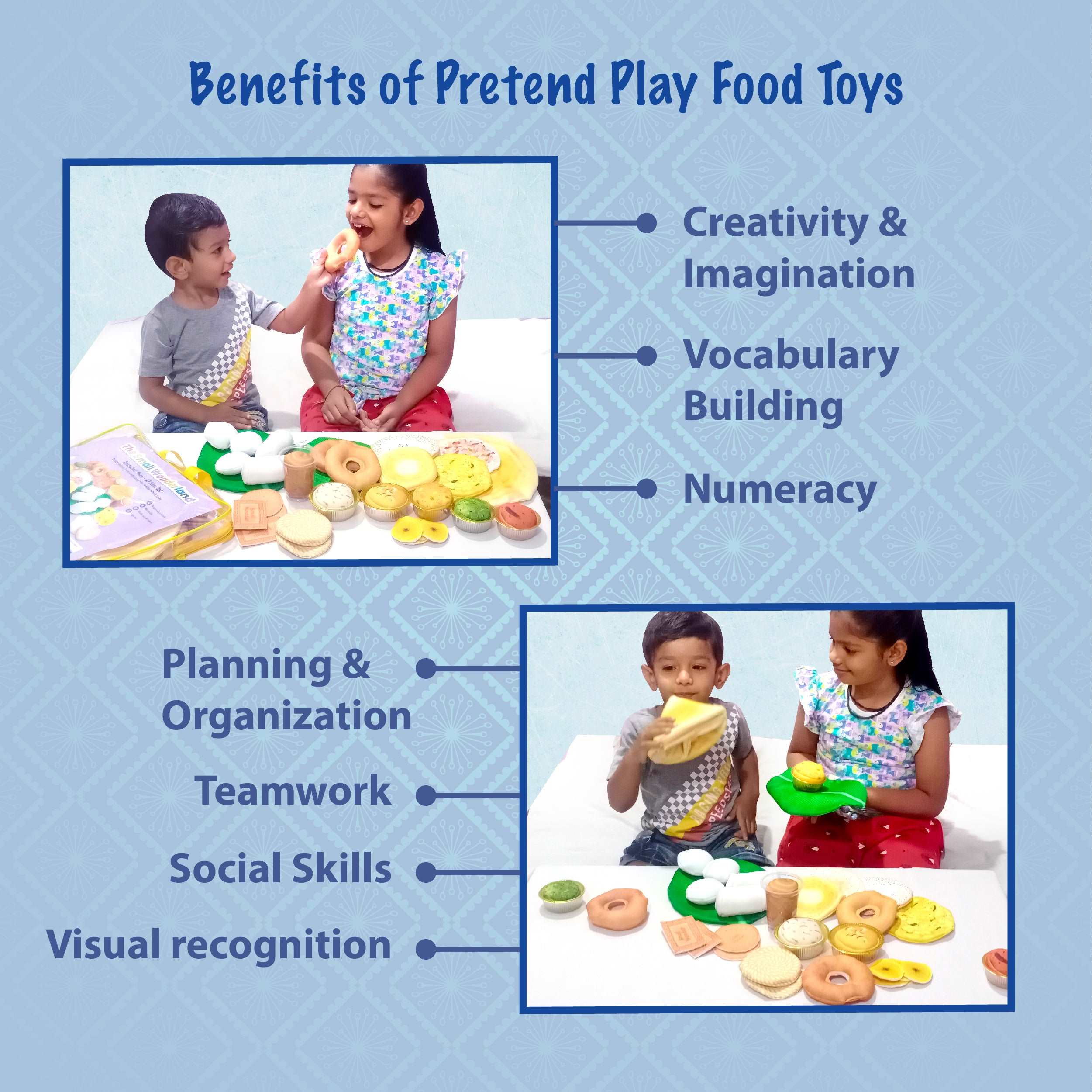 The Small Wonderland Mahabali set-33 Piece Set south Indian food inspired pretend play food set | Grocsy