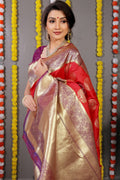 Anaita Red Woven Design Pure Silk Banarasi Saree With Blouse | Grocsy