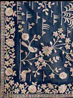 Vamika Embroidery Rama Green Georgette Bollywood Saree | Grocsy