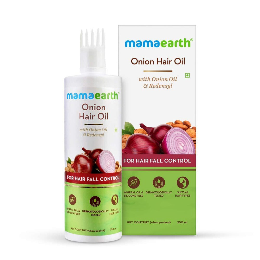 Mamaearth Onion Hair Oil With Onion & Redensyl For Hair Fall Control | Grocsy