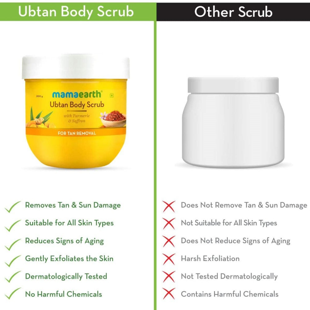 Mamaearth Ubtan Body Scrub with Turmeric & Saffron for Tan Removal | Grocsy