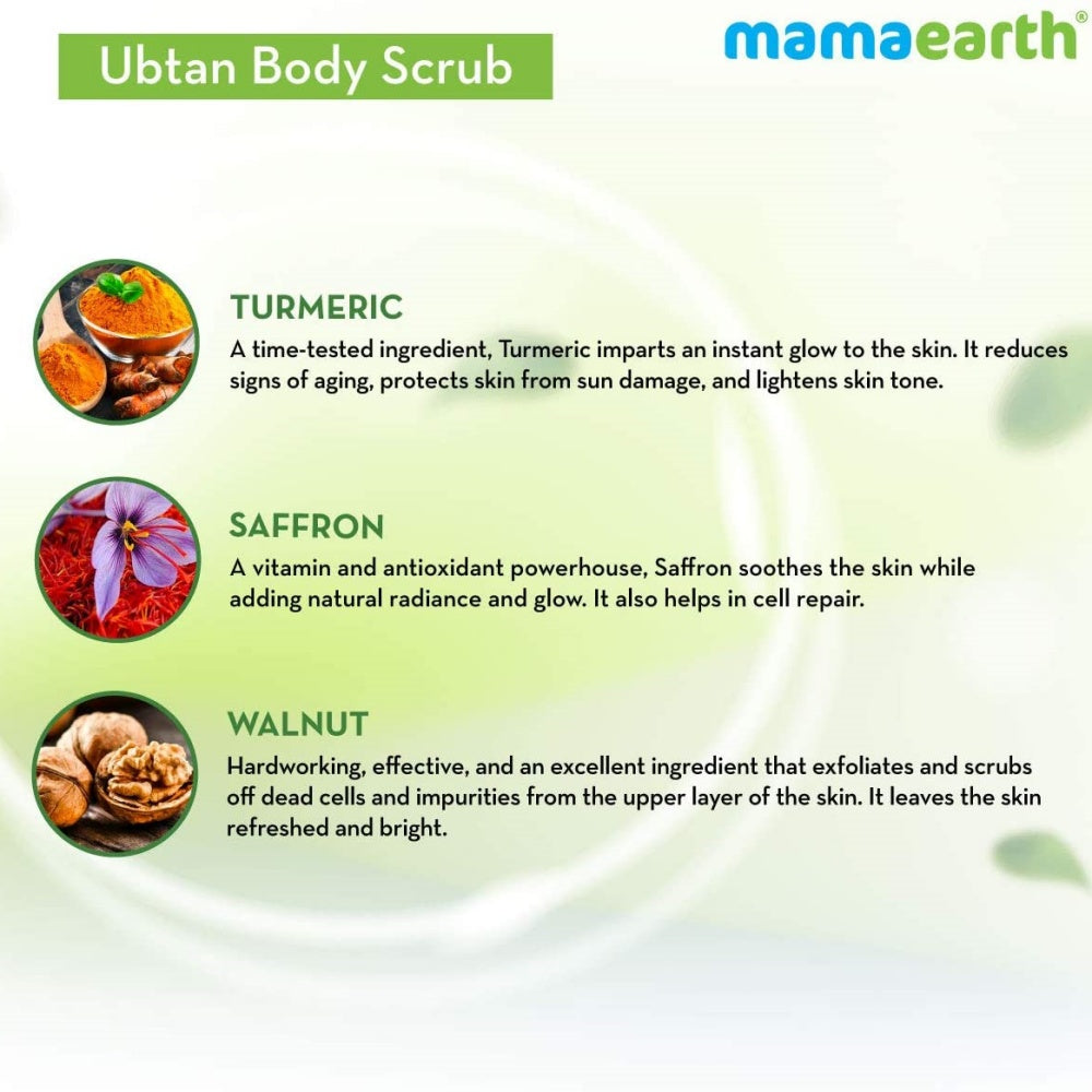 Mamaearth Ubtan Body Scrub with Turmeric & Saffron for Tan Removal | Grocsy