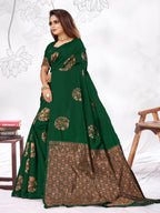 Vedant Vastram Litchi Silk Designer Banarasi Saree - Green | Grocsy