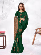 Vedant Vastram Litchi Silk Designer Banarasi Saree - Green | Grocsy