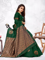 Vedant Vastram Litchi Silk Designer Banarasi Saree - Green | Grocsy