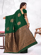 Vedant Vastram Litchi Silk Designer Banarasi Saree - Green | Grocsy