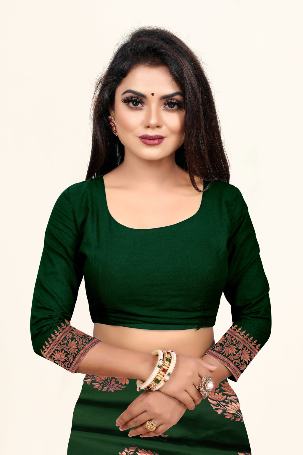 Vedant Vastram Litchi Silk Designer Banarasi Saree - Green | Grocsy