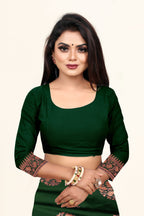 Vedant Vastram Litchi Silk Designer Banarasi Saree - Green | Grocsy