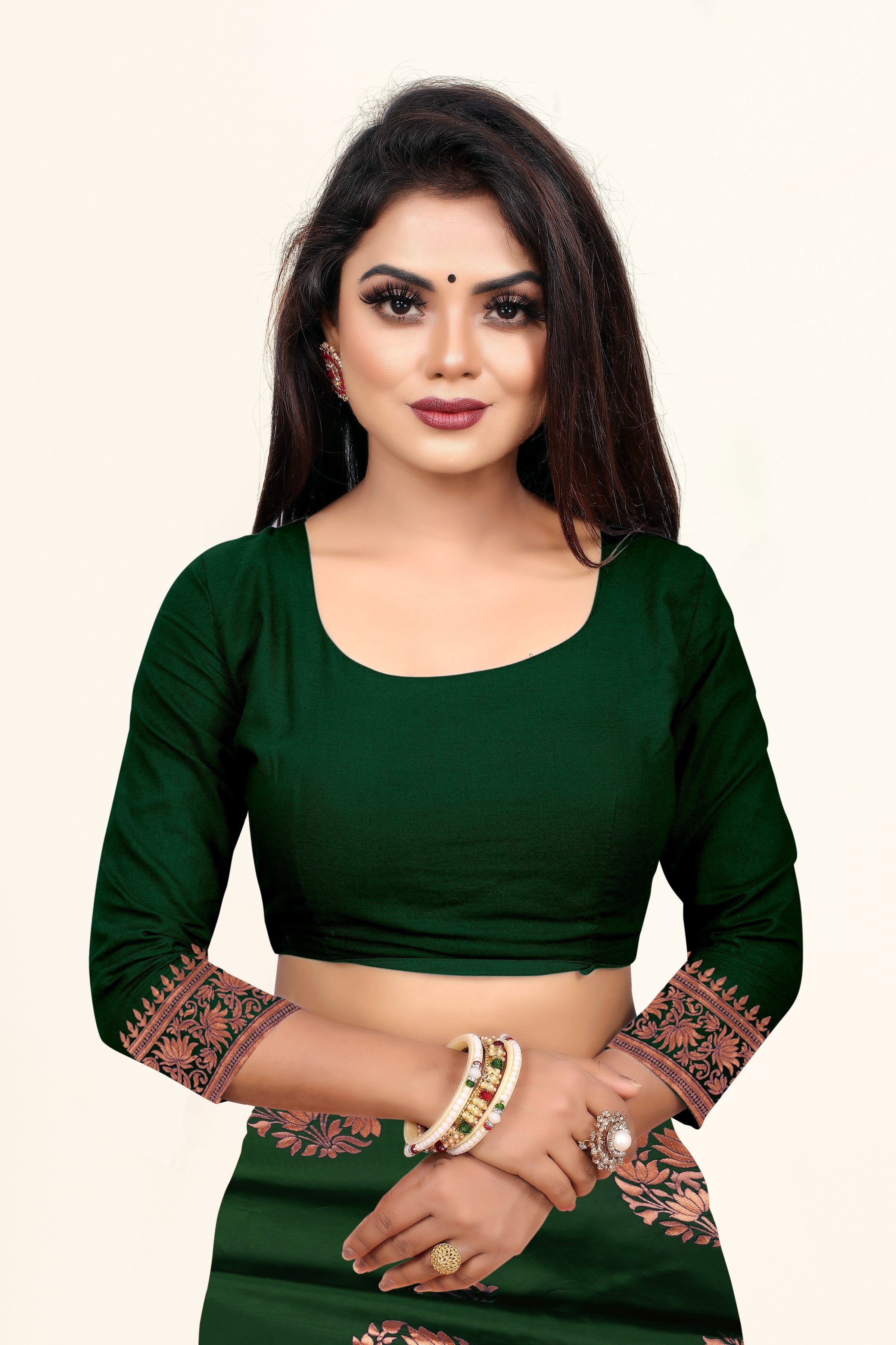 Vedant Vastram Litchi Silk Designer Banarasi Saree - Green | Grocsy
