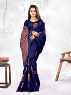 Vedant Vastram Litchi Silk Designer Banarasi Saree - blue | Grocsy