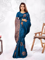 Vedant Vastram Litchi Silk Designer Banarasi Saree - Rama | Grocsy