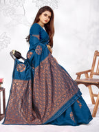 Vedant Vastram Litchi Silk Designer Banarasi Saree - Rama | Grocsy