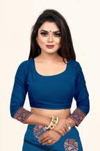 Vedant Vastram Litchi Silk Designer Banarasi Saree - Rama | Grocsy