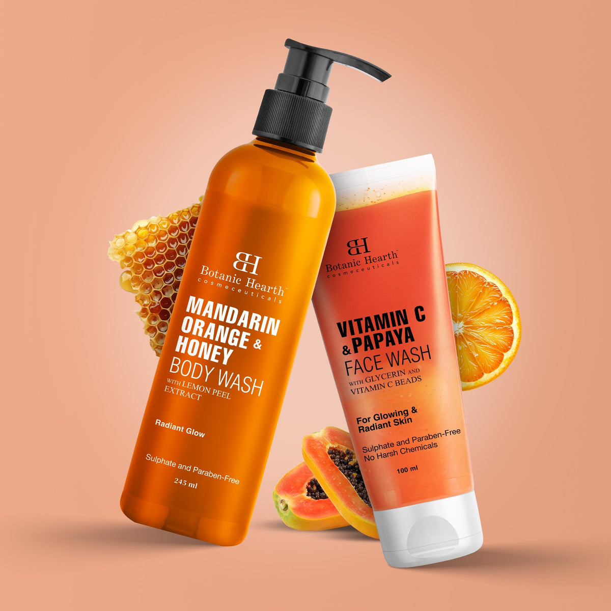 Botanic Hearth Mandarin Orange Bodywash & Papaya Vitamin-E Facewash | Grocsy