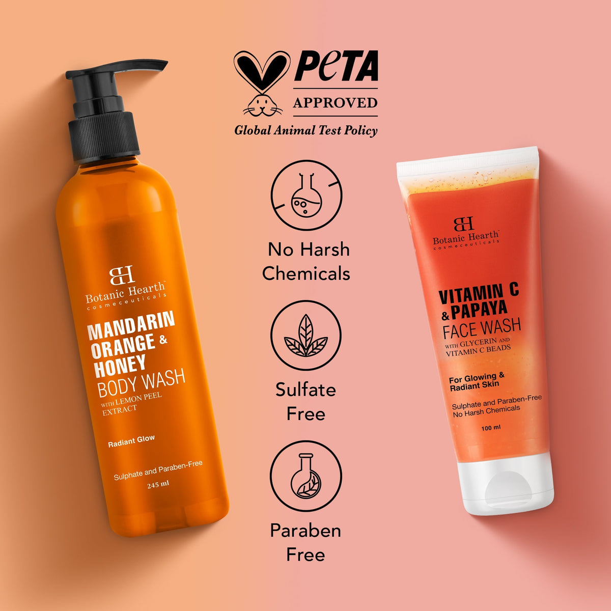 Botanic Hearth Mandarin Orange Bodywash & Papaya Vitamin-E Facewash | Grocsy