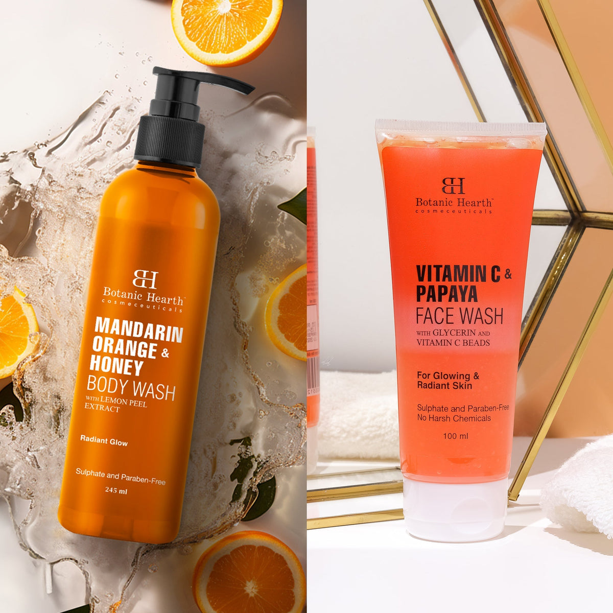Botanic Hearth Mandarin Orange Bodywash & Papaya Vitamin-E Facewash | Grocsy