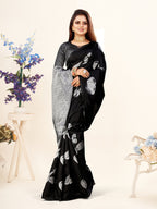 Vedant Vastram Litchi Silk Designer Banarasi Saree - Black | Grocsy