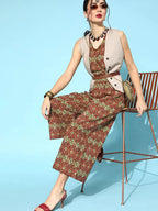 Yufta Maroon Printed Jumpsuit | Grocsy