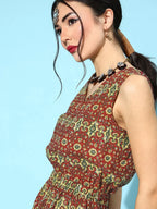 Yufta Maroon Printed Jumpsuit | Grocsy