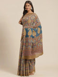 Yufta Maroon and Beige Printed Saree | Grocsy