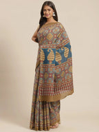 Yufta Maroon and Beige Printed Saree | Grocsy