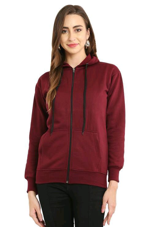 PAVONINE Maroon Color Casual Winter Wear Hoodie Sweatshirt For Girls | Grocsy