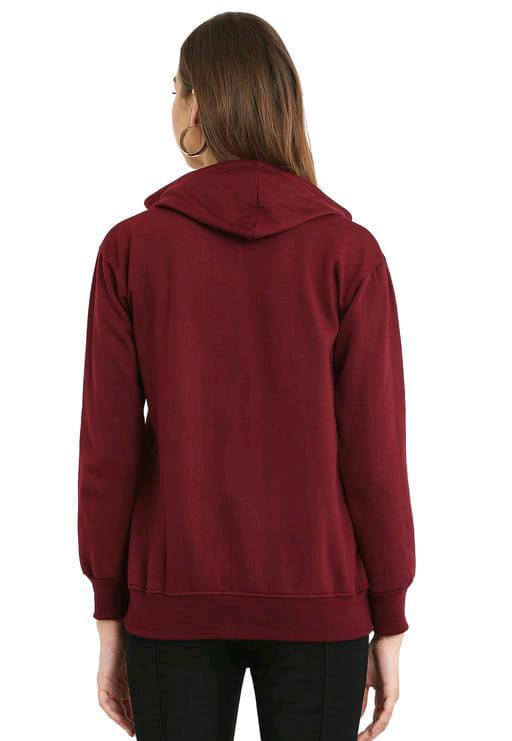 PAVONINE Maroon Color Casual Winter Wear Hoodie Sweatshirt For Girls | Grocsy
