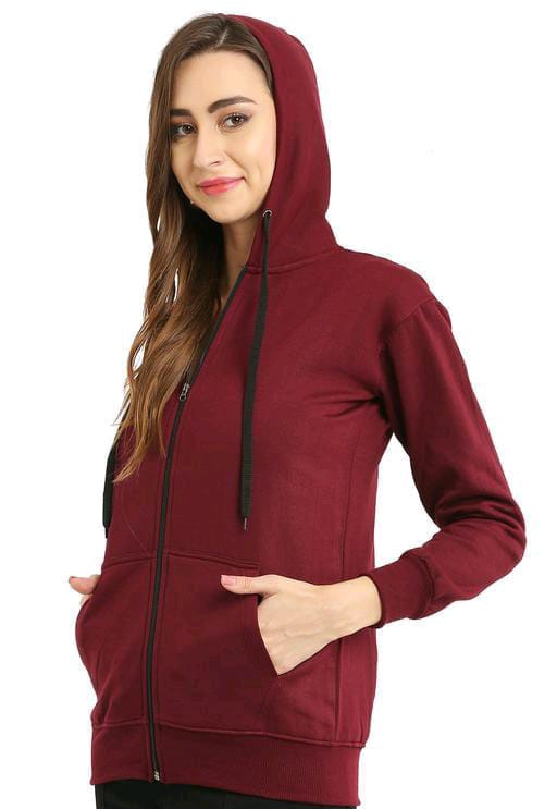 PAVONINE Maroon Color Casual Winter Wear Hoodie Sweatshirt For Girls | Grocsy