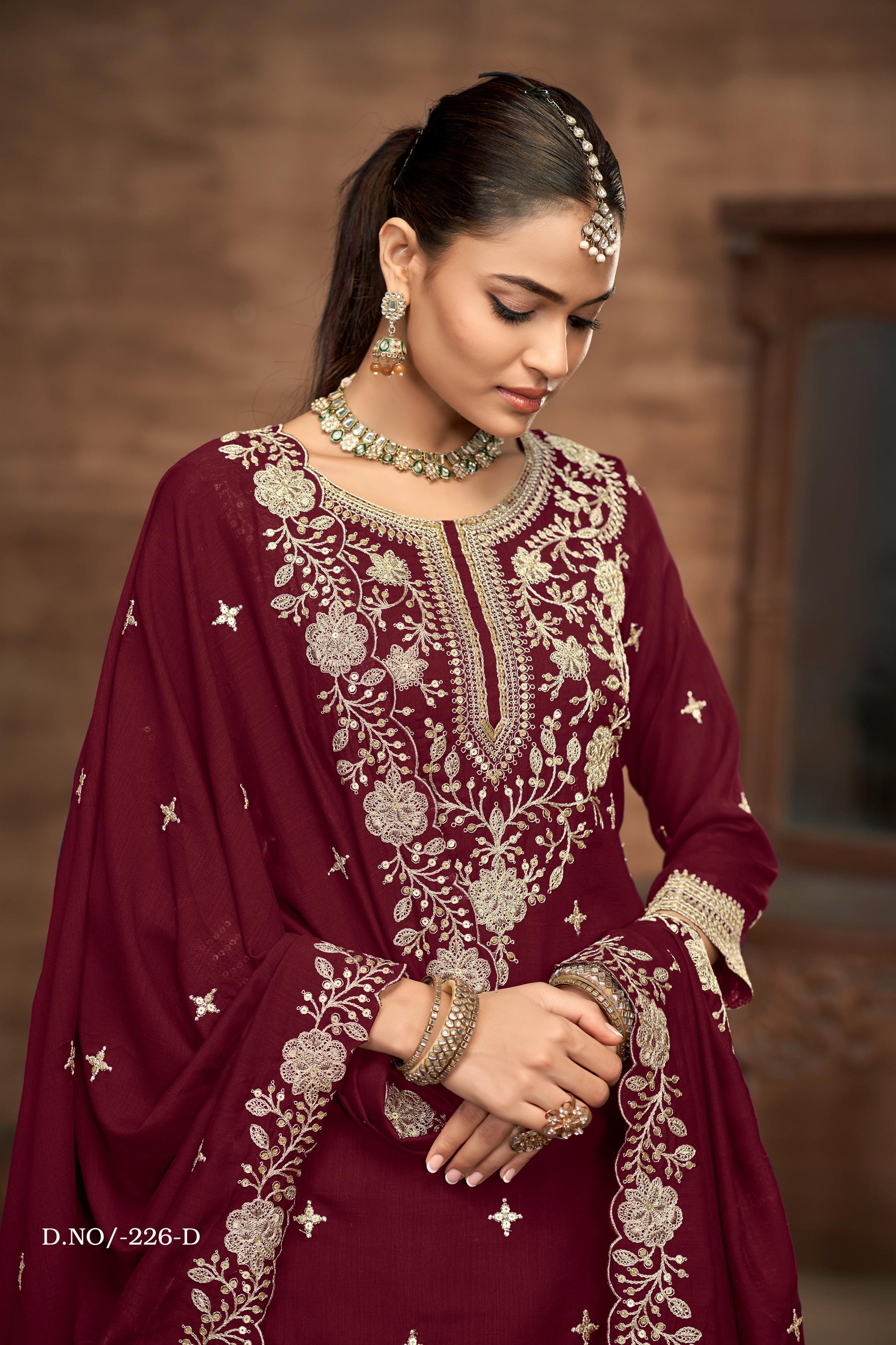 Anaita Violet Premium Embroidered Vichitra Silk Lehenga Style Suit | Grocsy