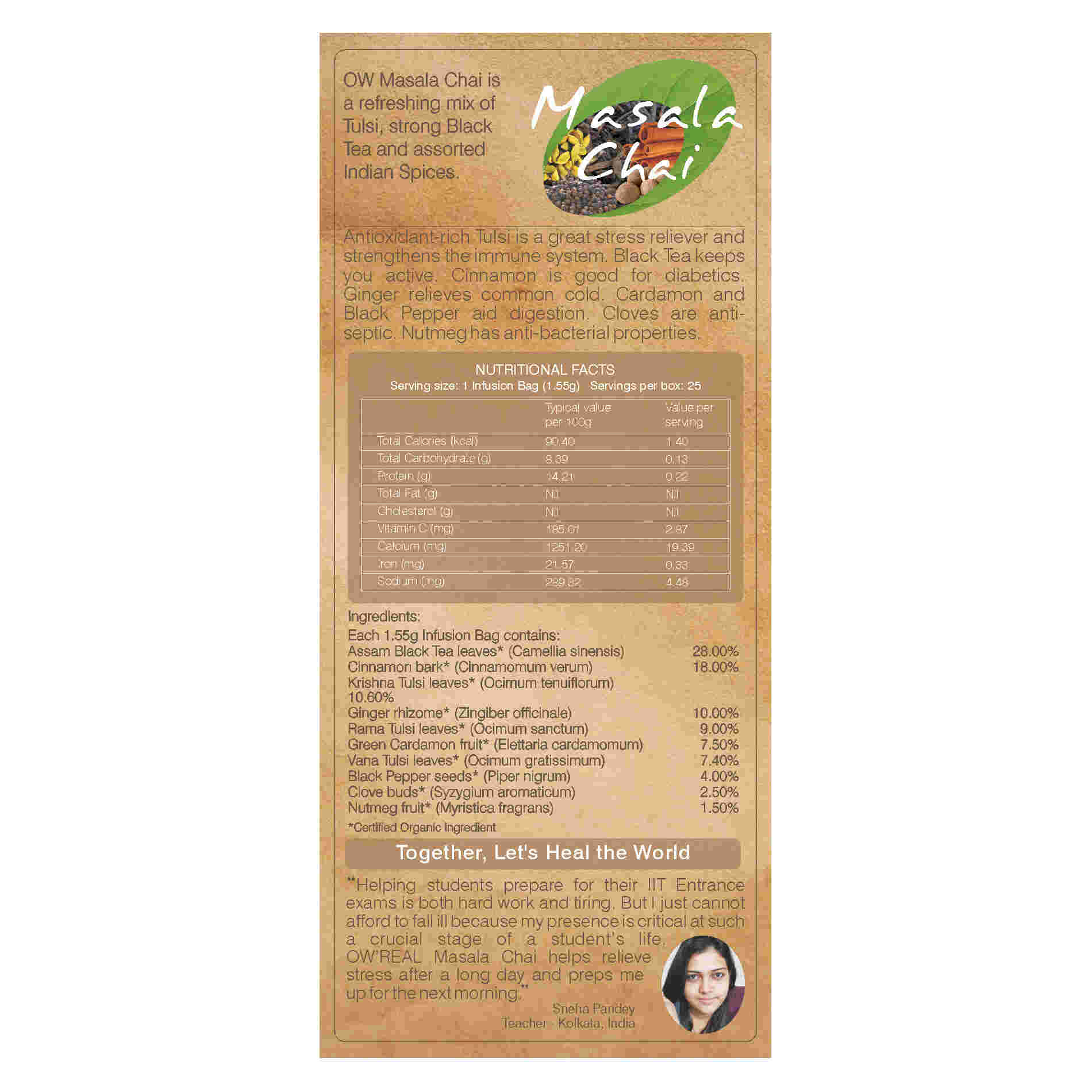 Organic Wellness Masala Chai Teabags | Grocsy