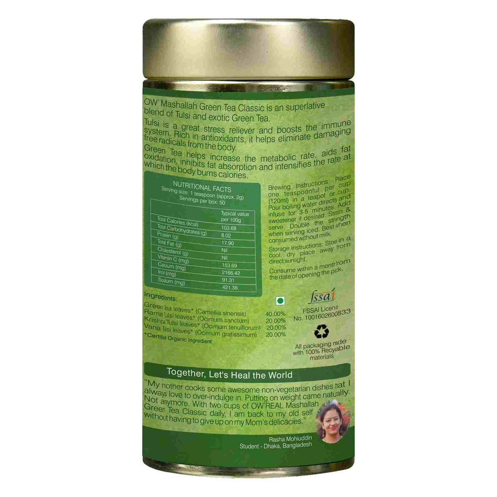 Organic Wellness Mashallah Green Tea Classic Tin Pack | Grocsy