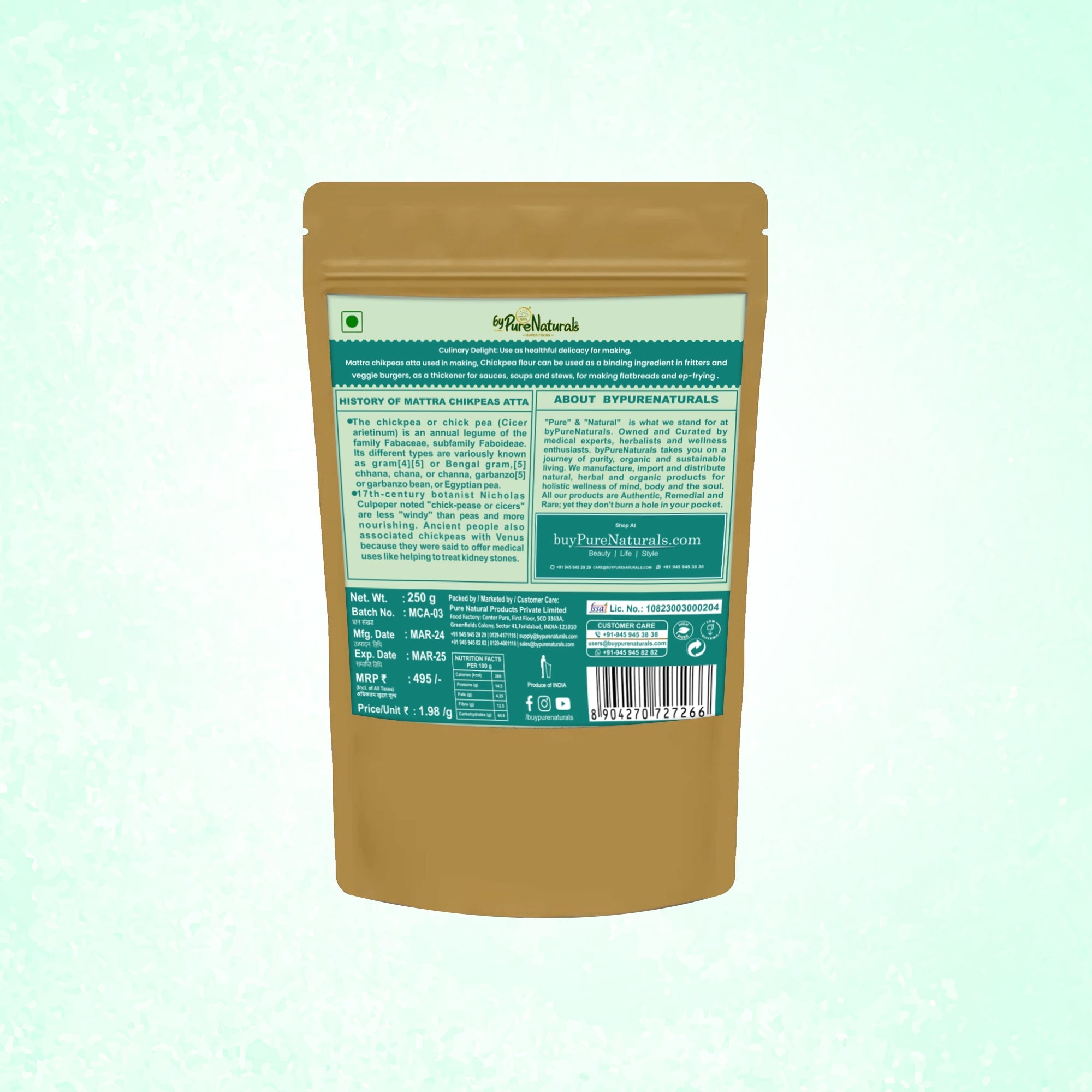 byPureNaturals Mattra Chikpeas Atta (Garbanzo Bean Flour) | Grocsy