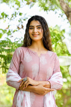 Yufta Mauve & Off White Printed Dupatta Set | Grocsy