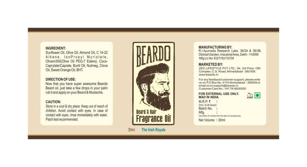 Beardo The Irish Royale Beard Oil & Beard Wash Combo | Grocsy