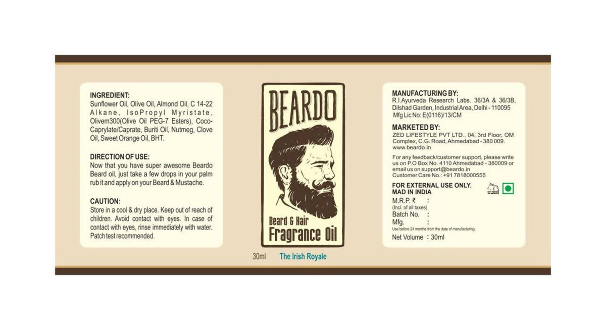 Beardo The Irish Royale Beard Oil & Beard Wash Combo | Grocsy
