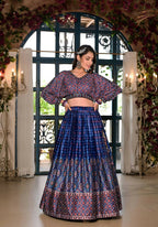 Women's Wedding Traditional Blue Dull Satin Lehenga Choli - Kaushlya | Grocsy