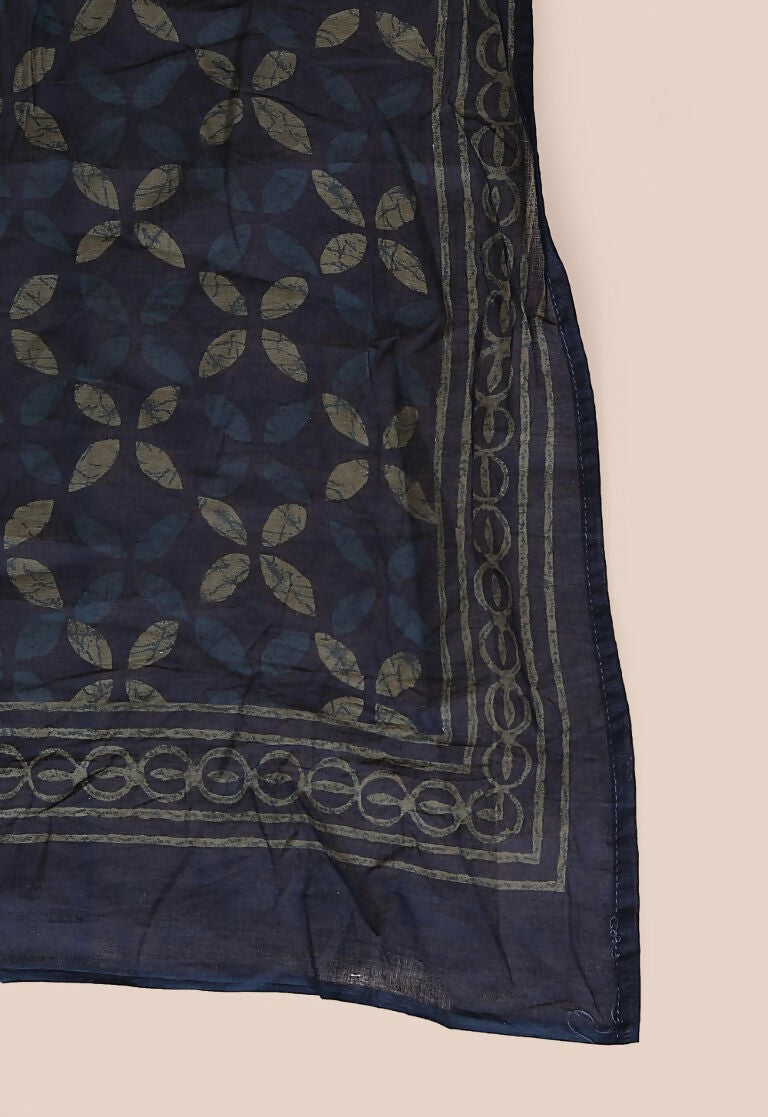Miravan Women's Plus Size Abstract Printed & Tasseles Angrakha Kurta With Blue Dupatta Set | Grocsy