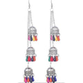 MS Fashion India Multicolor Pearls Kashmiri Triple Hanging Small Jhumkas | Grocsy