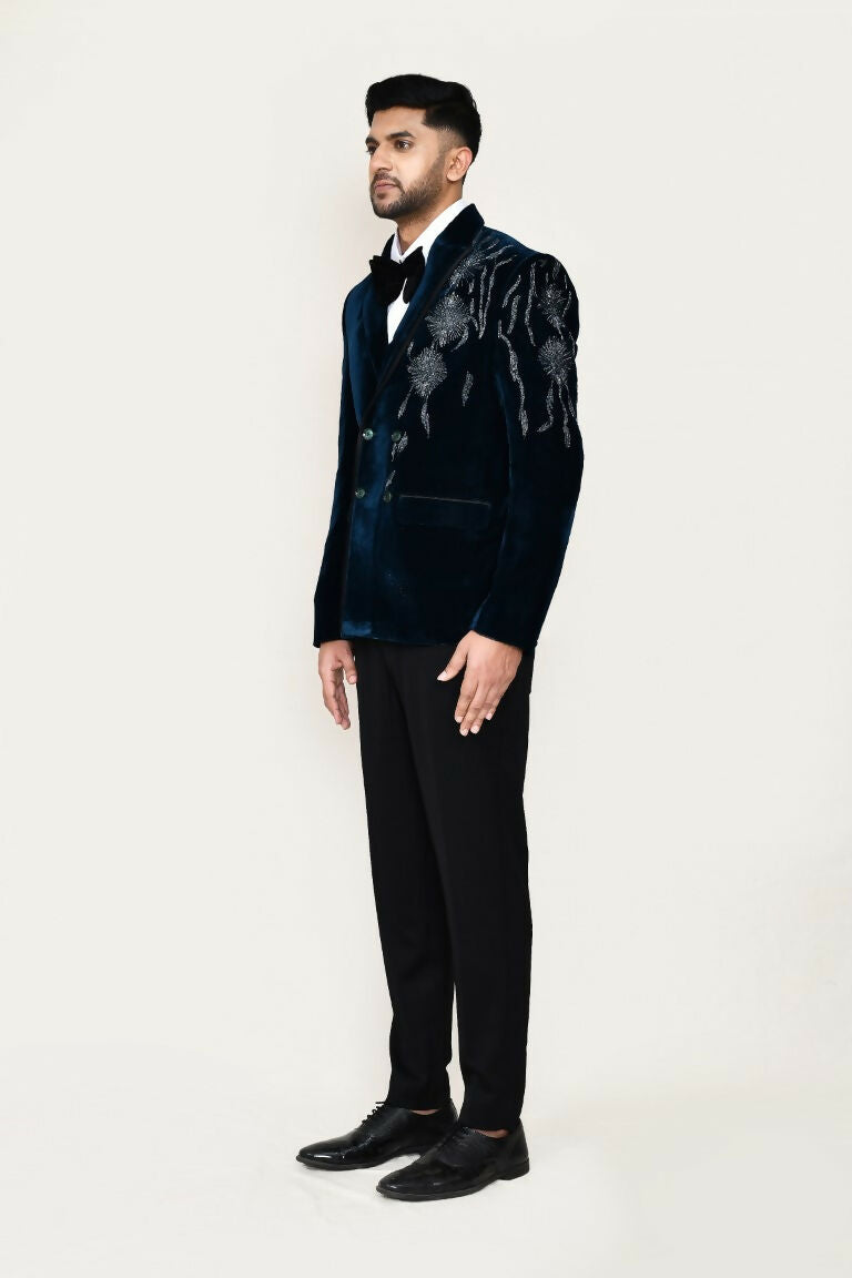 Joban Fashion White Colored Imported Velvet Fabric Coat,Shirt, Pant And Bow | Grocsy