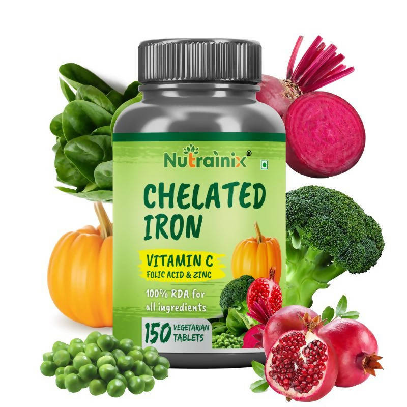 Nutrainix Chelated Iron Vitamin C Folic Acid & Zinc Tablets | Grocsy