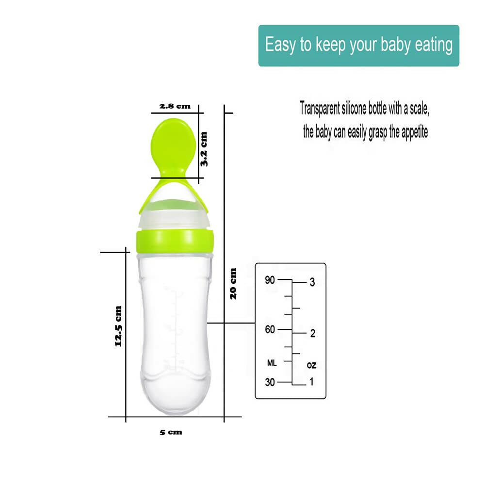 Goodmunchkins Silicone Spoon Food Feeder Silicone Bottle for Babies-Green | Grocsy