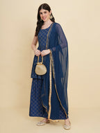 Designer Stylish Blue cotton Stitched Suit With Dupatta - Tanisha | Grocsy