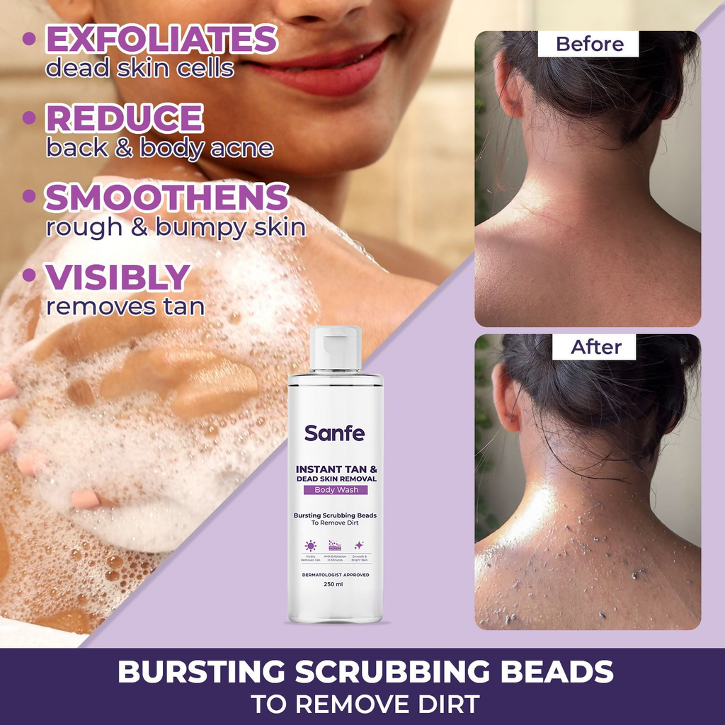 Sanfe Instant Tan & Dead Skin Removal Exfoliating Body Wash | Grocsy