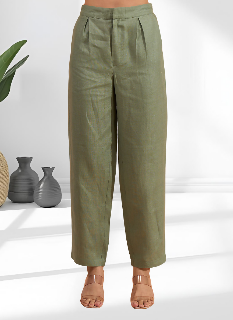 Joban Fashion Pista Green Linen Embroidered Readymade Cord Set | Grocsy